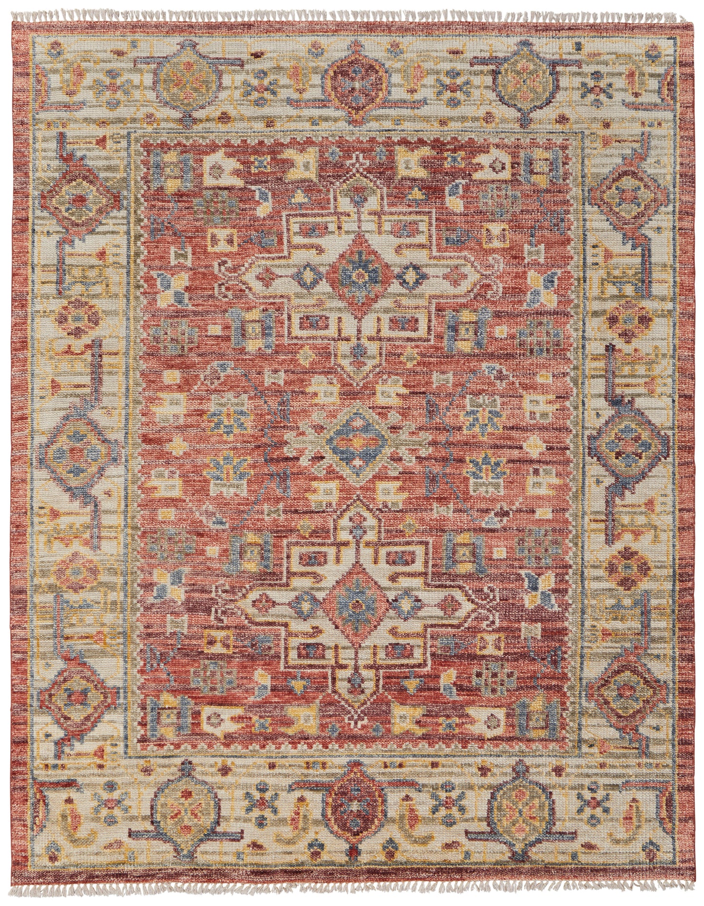 Fillmore Transitional Medallion, Red/Ivory/Gold