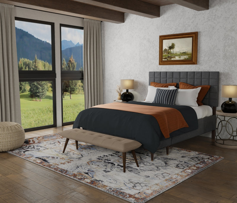 Melrose Transitional Ikat, Ivory/Red/Gray