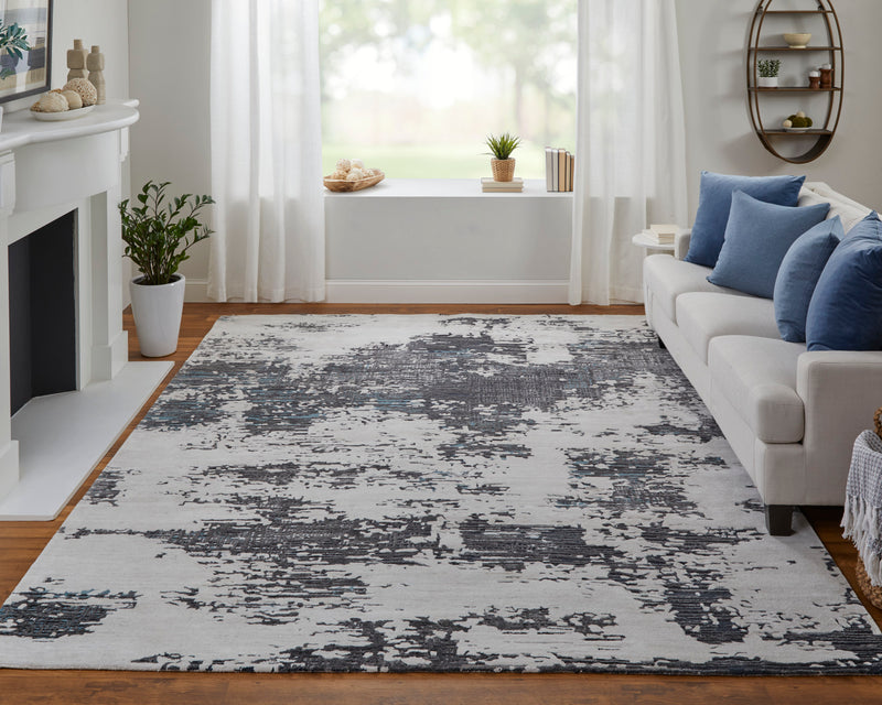 Zarah Modern Abstract, Ivory/Gray/Blue