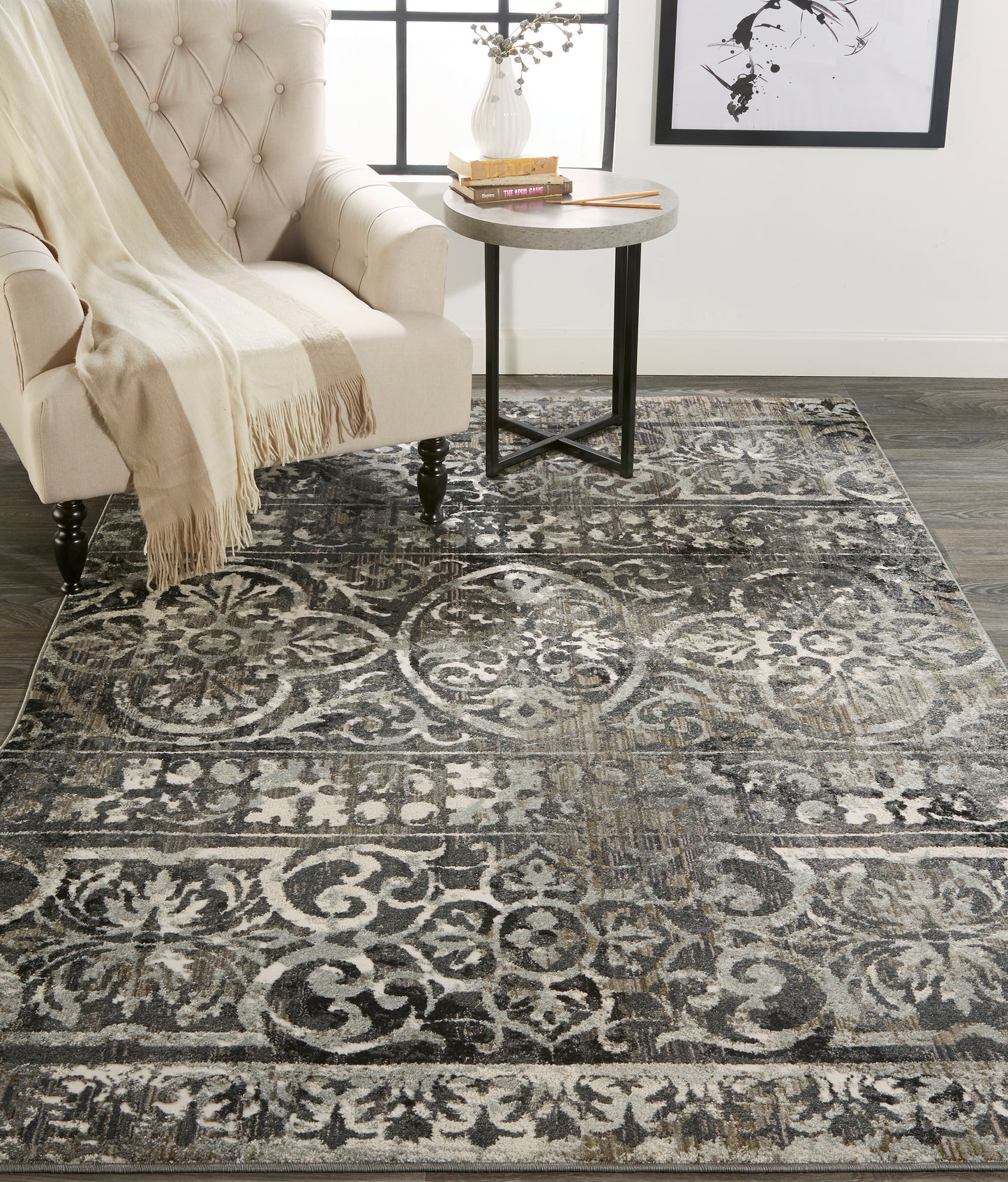 Kano Transitional Distressed, Gray/Ivory/Taupe