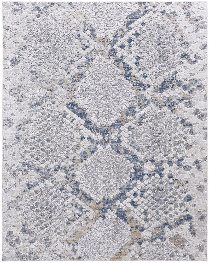 Laina Transitional Trellis & Lattice, Silver/Gray/Blue