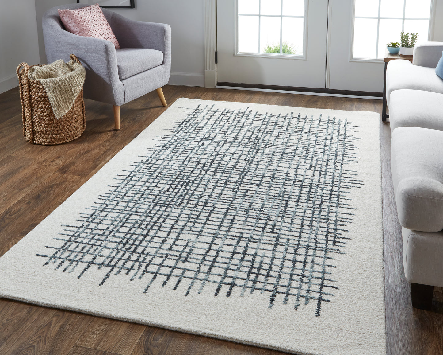 Maddox Transitional Abstract, Ivory/Gray/Black