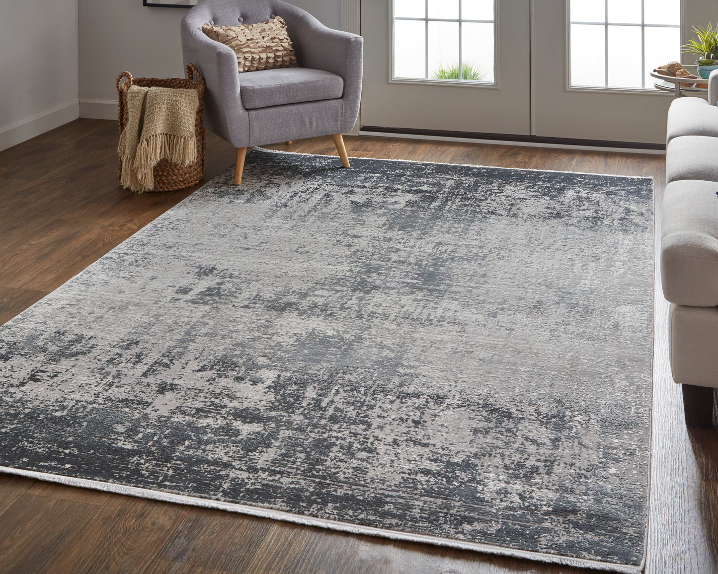 Cadiz Modern Abstract, Gray/Black/Silver