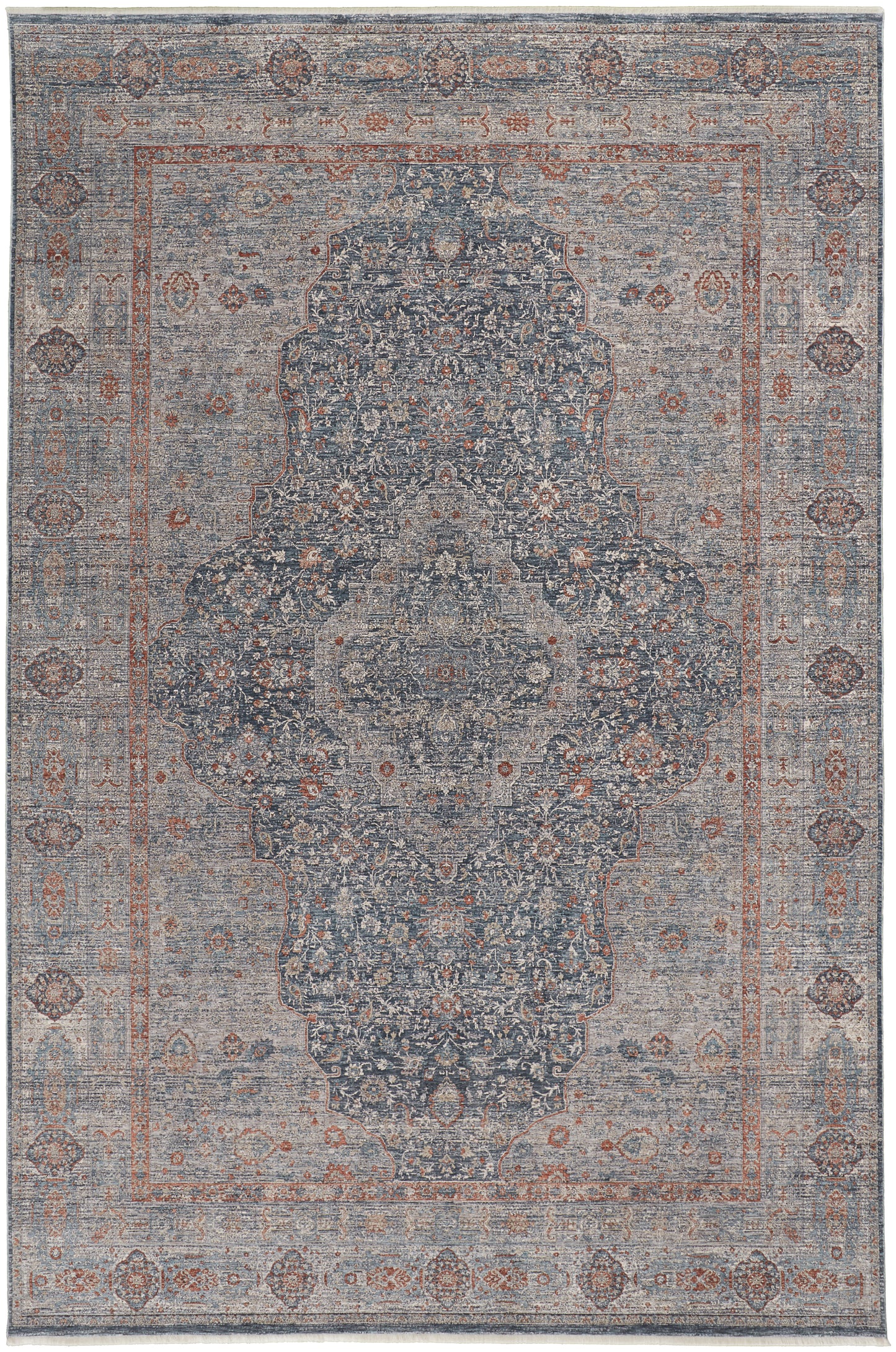 Marquette Transitional Medallion, Gray/Blue/Red