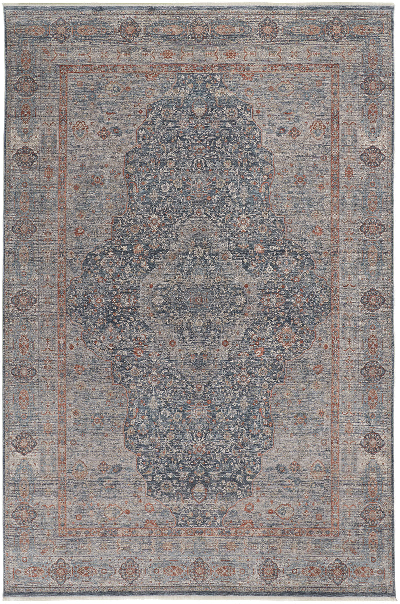 Marquette Transitional Medallion, Gray/Blue/Red