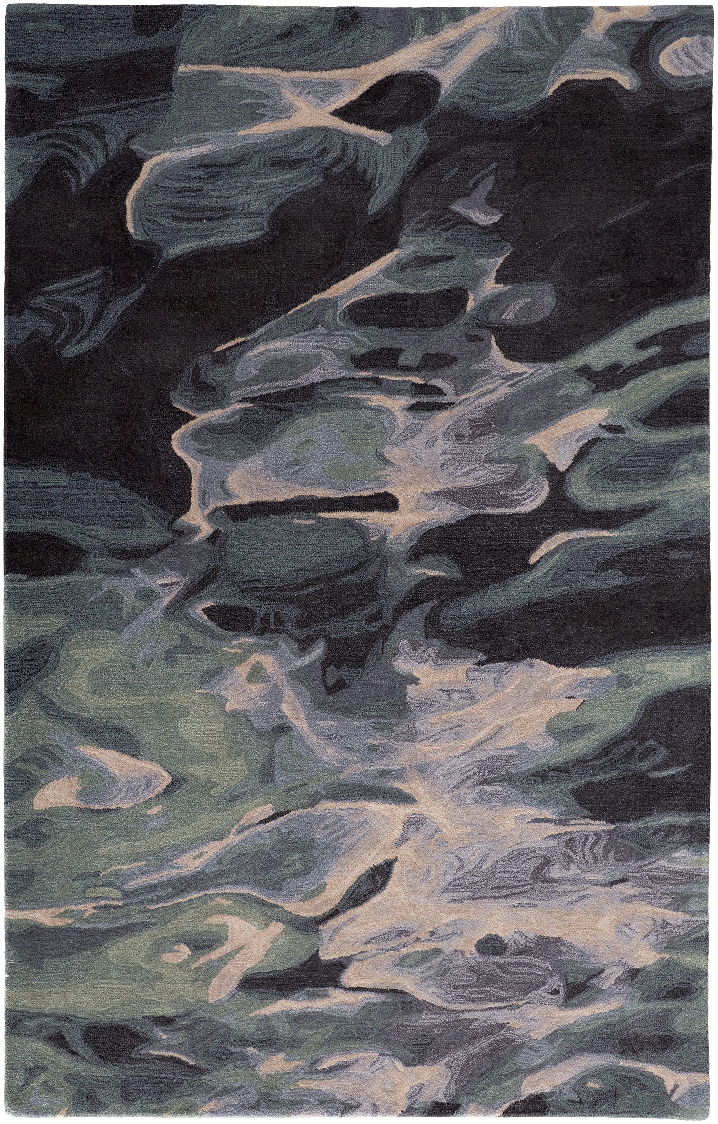 Amira Transitional Abstract, Green/Blue/Black