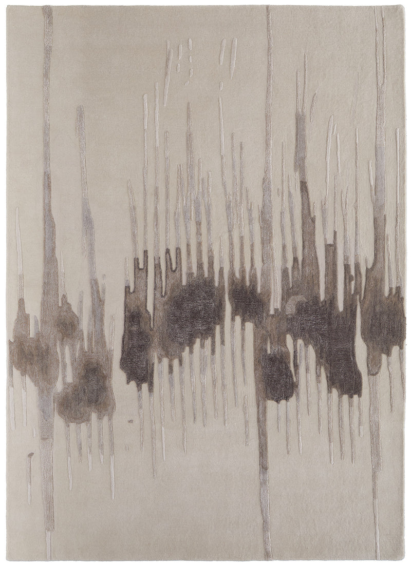 Anya Transitional Abstract, Ivory/Brown/Taupe