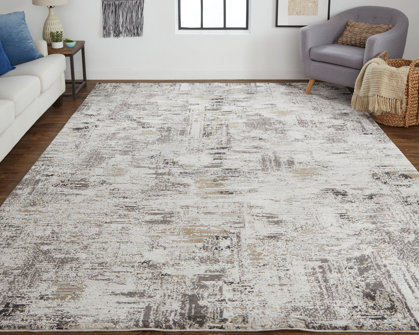 Vancouver Modern Abstract, Ivory/Gray/Brown
