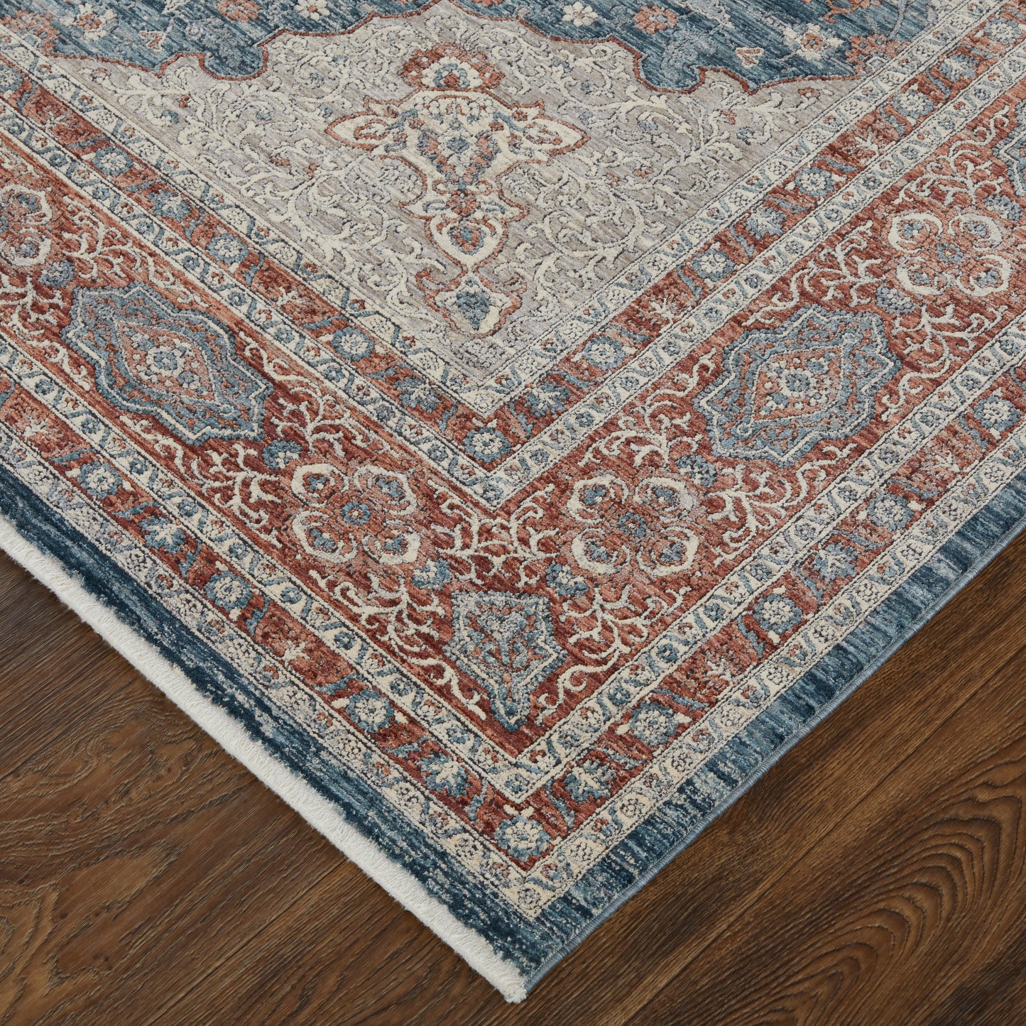Marquette Transitional Medallion, Gray/Red/Blue