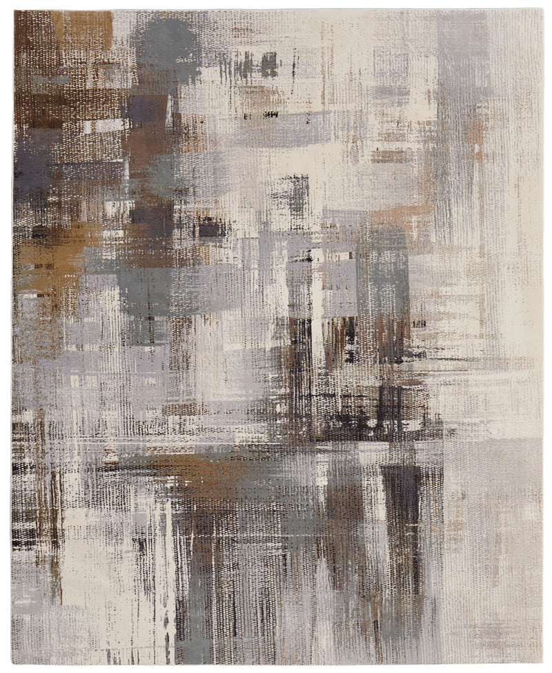 Clio Modern Abstract, Ivory/Gray/Brown