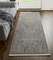 Marquette Transitional Medallion, Blue/Ivory