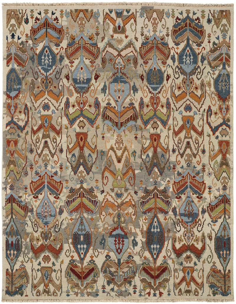 Leylan Transitional Ikat, Tan/Ivory/Orange