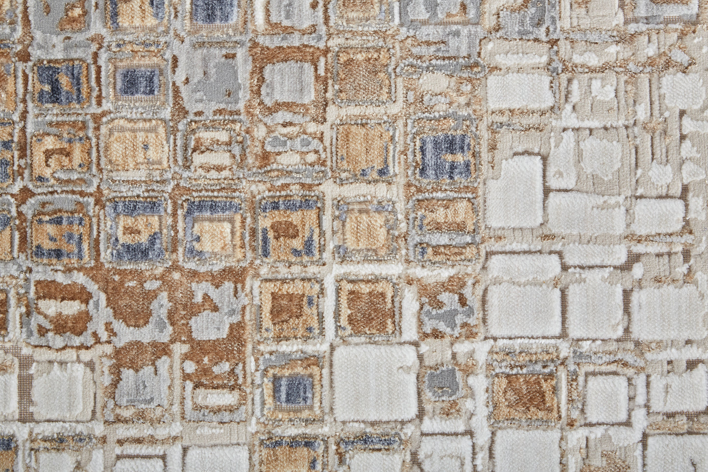 Laina Transitional Geometric, Tan/Ivory/Blue