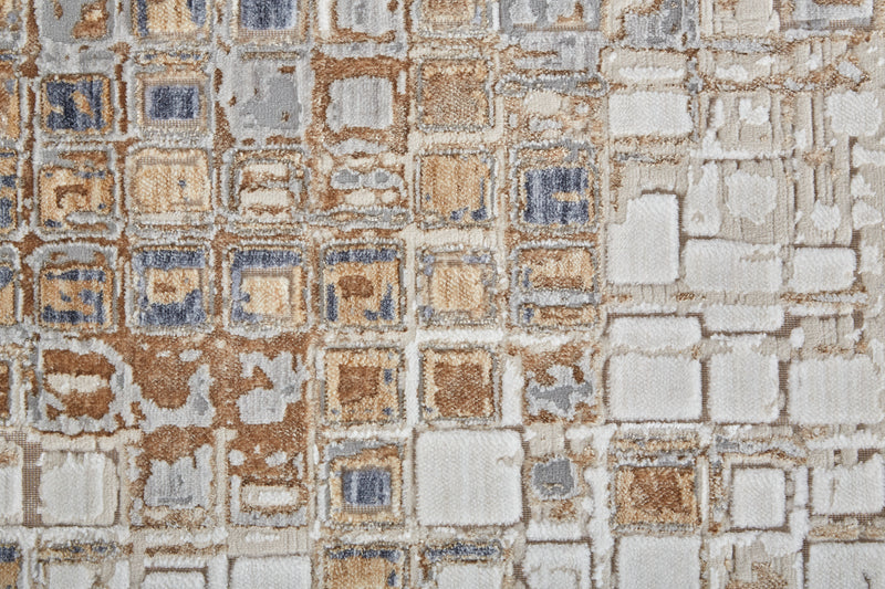 Laina Transitional Geometric, Tan/Ivory/Blue