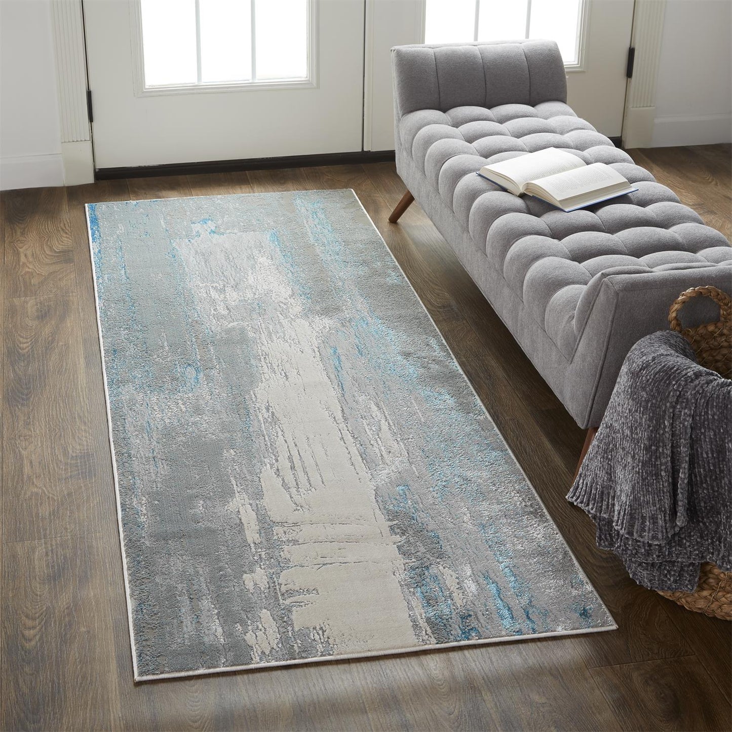 Azure Modern Abstract, Gray/Ivory/Blue