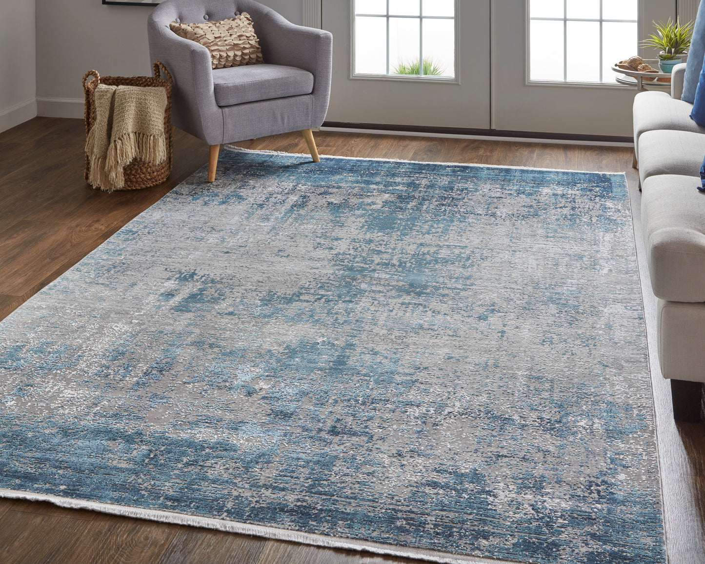 Cadiz Modern Abstract, Blue/Gray/Silver