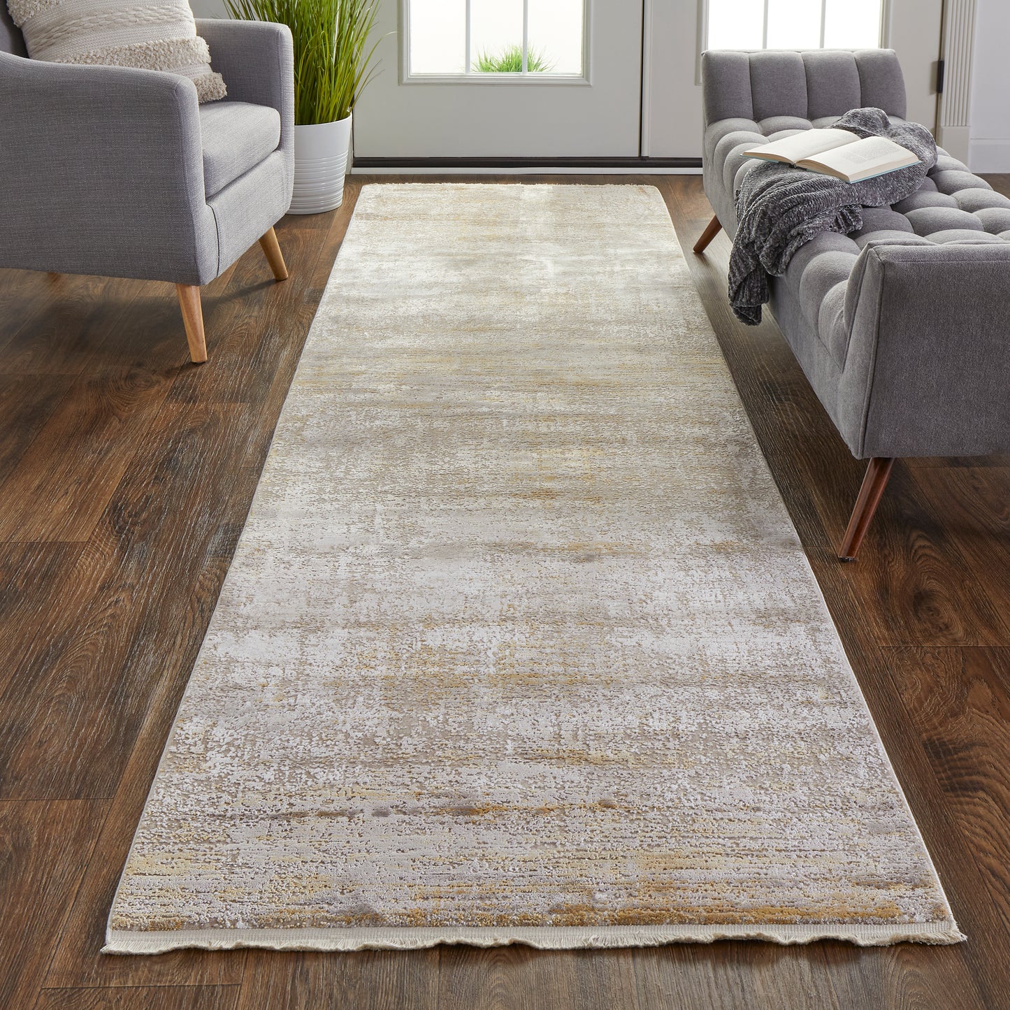 Cadiz Modern Abstract, Taupe/Ivory/Gold
