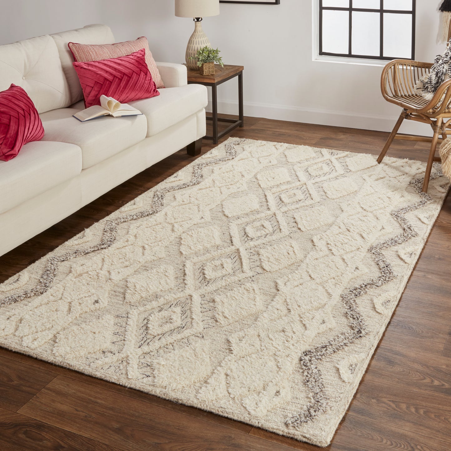 Anica Transitional Geometric, Ivory/Taupe/Gray