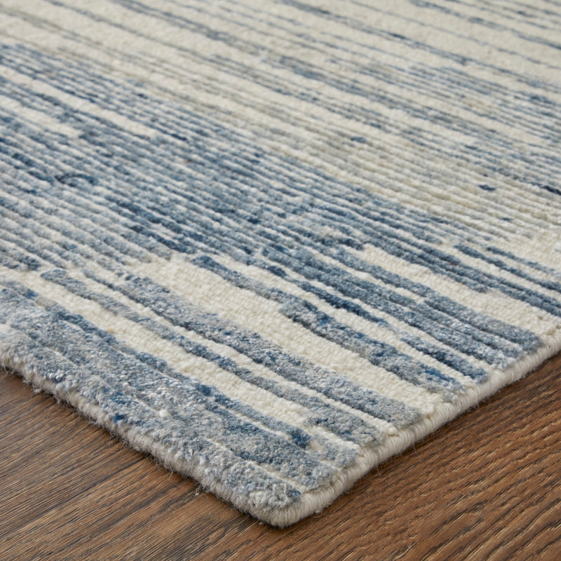 Brighton Modern Abstract, Ivory/Blue/Silver