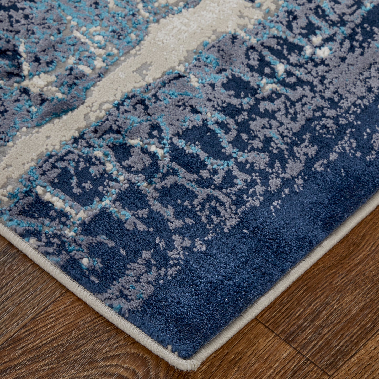 Indio Modern Abstract, Ivory/Blue/Black