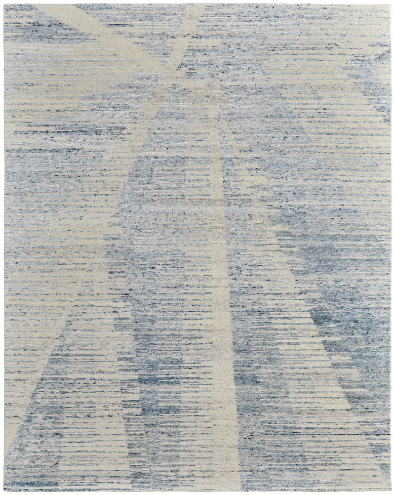 Brighton Modern Abstract, Ivory/Blue/Silver