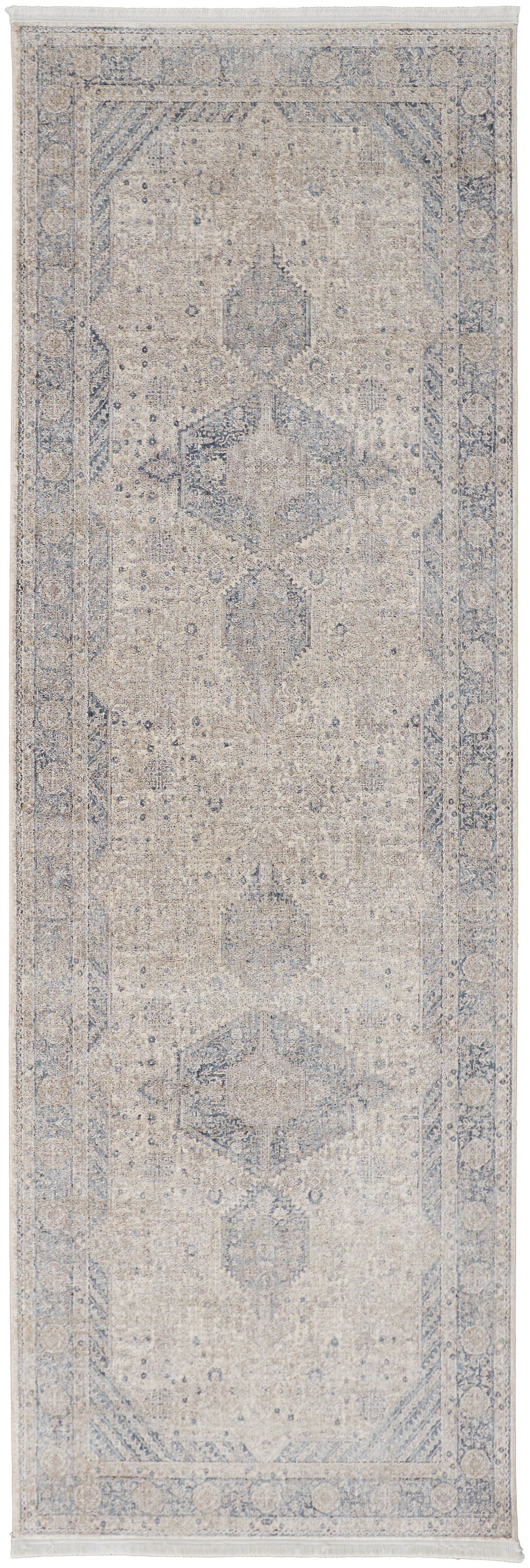 Marquette Transitional Medallion, Taupe/Gray/Blue