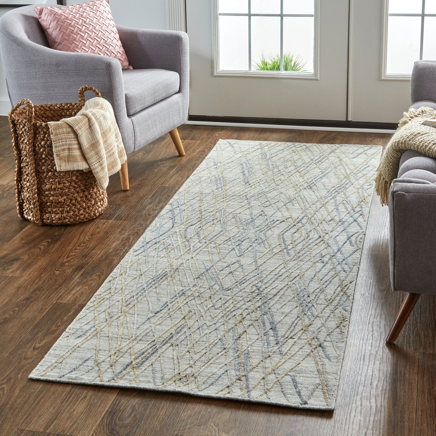 Elias Modern Abstract, Gray/Ivory