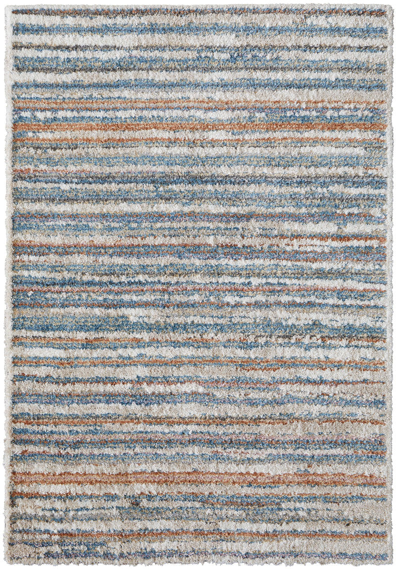 Mynka Transitional Stripes, Ivory/Blue/Orange