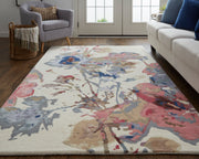 Dafney Transitional Floral & Botanical, Blue/Pink/Gray
