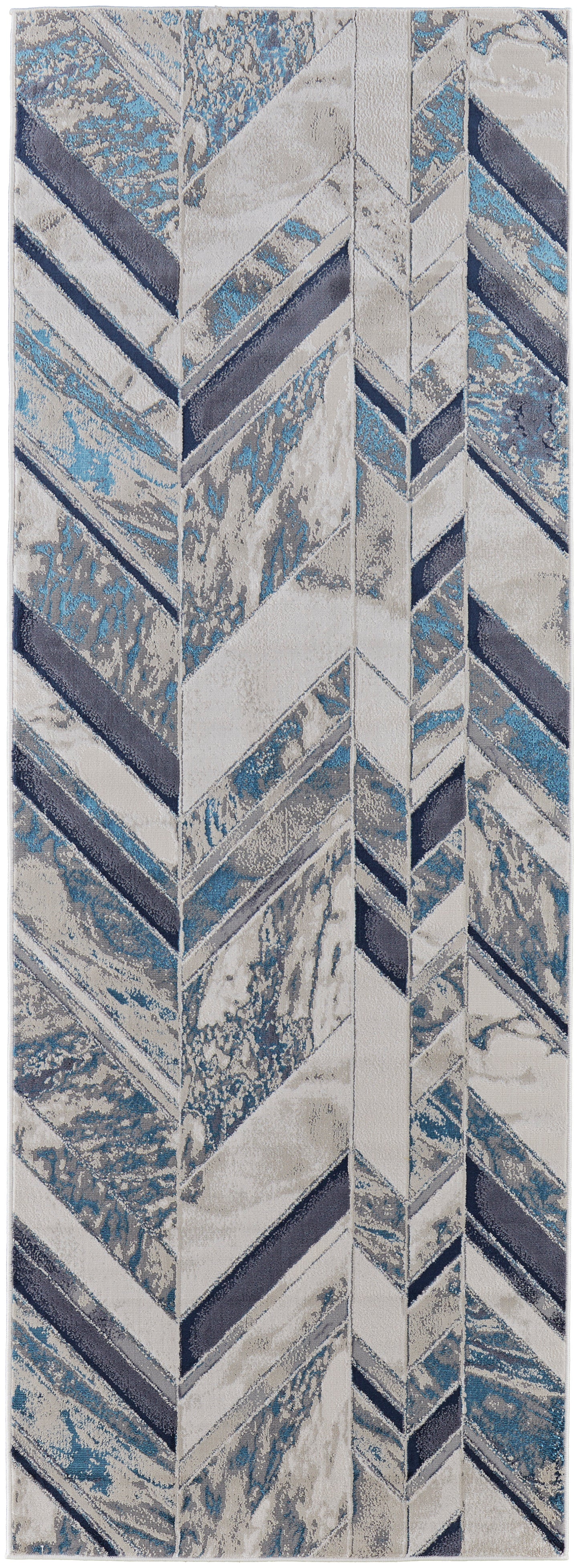 Indio Modern Herringbone, Ivory/Blue/Gray