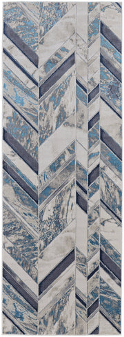 Indio Modern Herringbone, Ivory/Blue/Gray