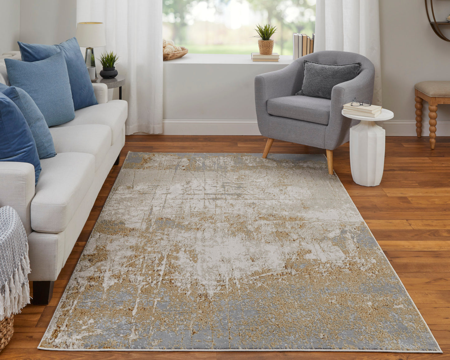 Aura Modern Abstract, Ivory/Brown/Gray