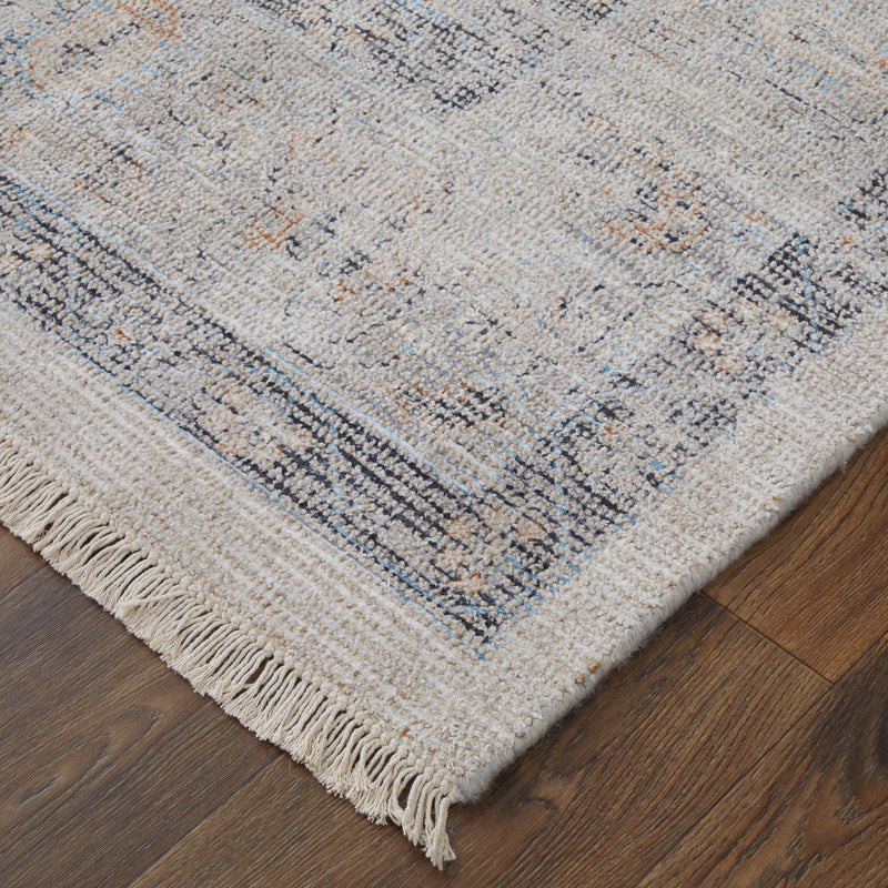 Caldwell Transitional Medallion, Ivory/Blue/Orange