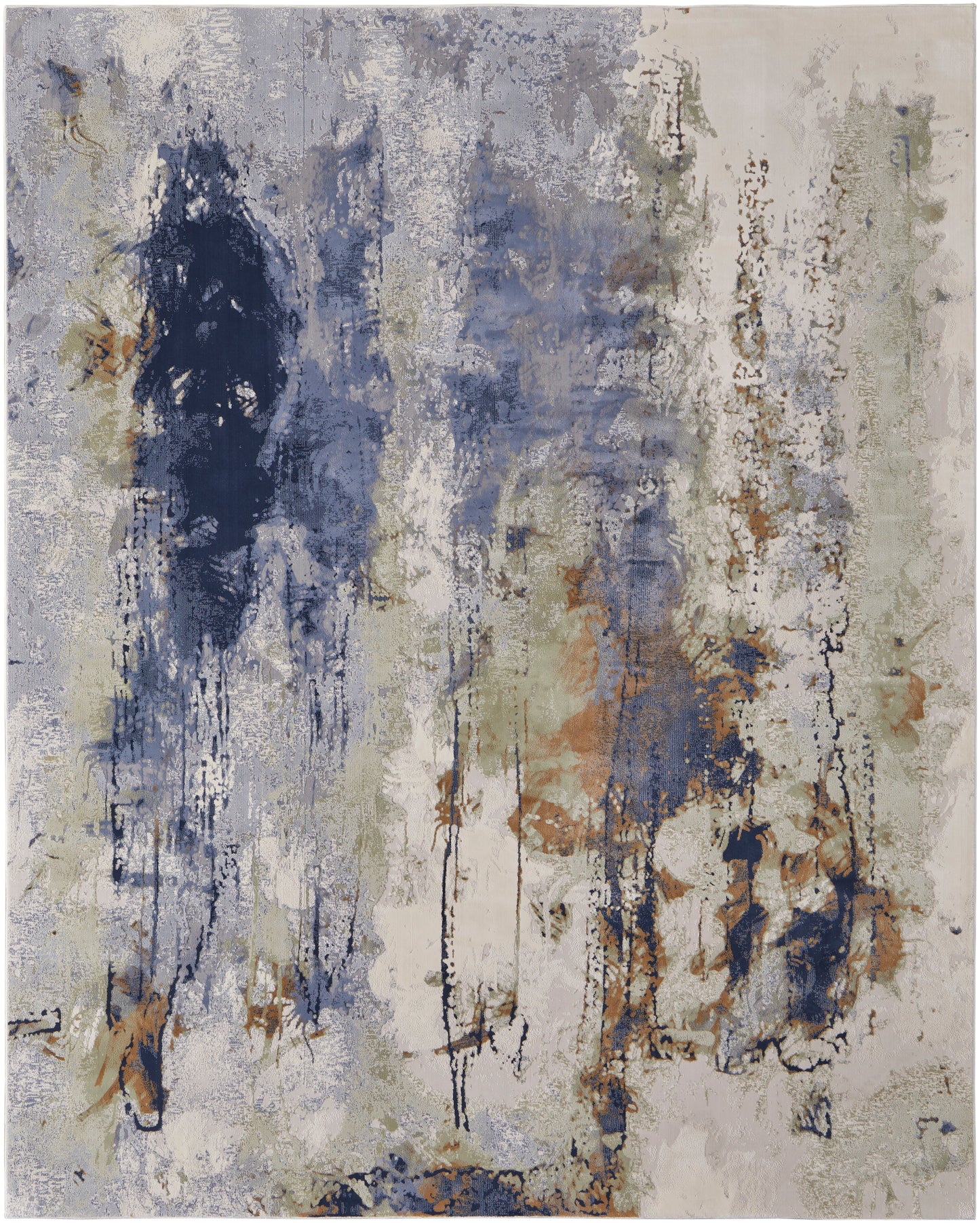 Clio Modern Abstract, Blue/Orange/Ivory