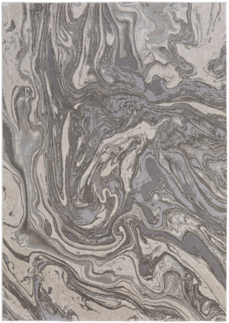 Prasad Modern Watercolor, Gray/Ivory/Silver