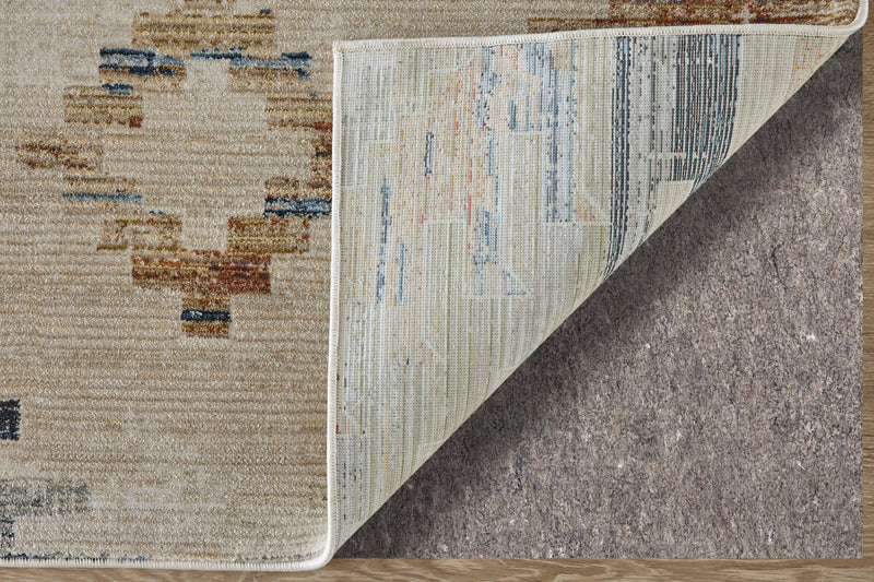 Melrose Traditional Diamond, Ivory/Blue/Brown