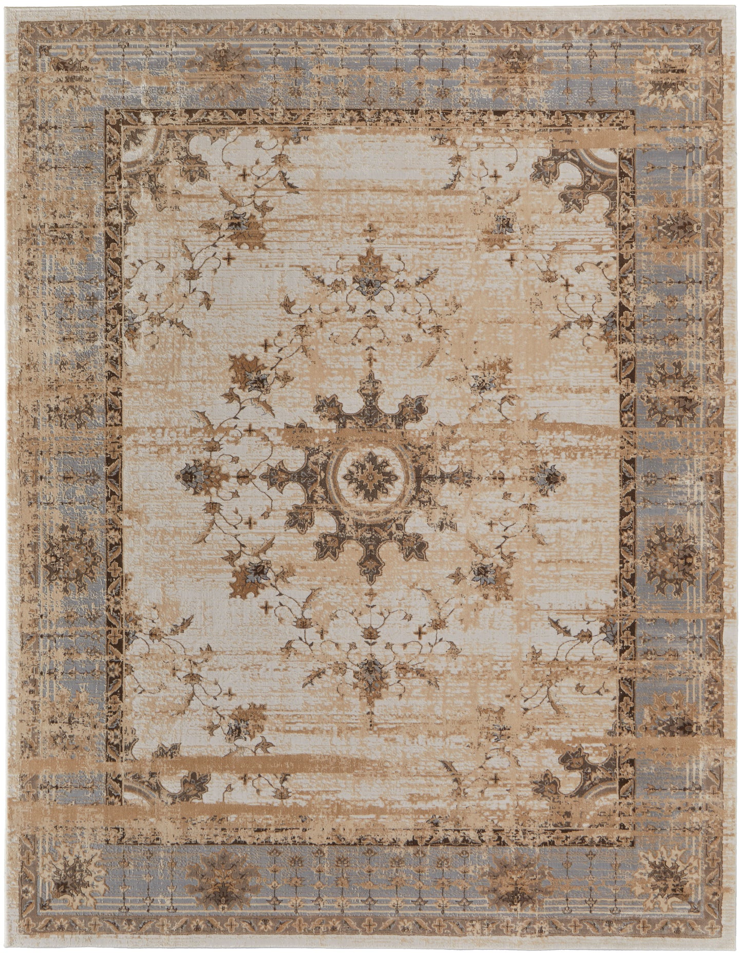 Celene Traditional Bordered, Tan/Brown/Gray