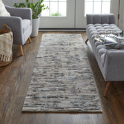 Conroe Modern Abstract, Gray/Blue/Silver