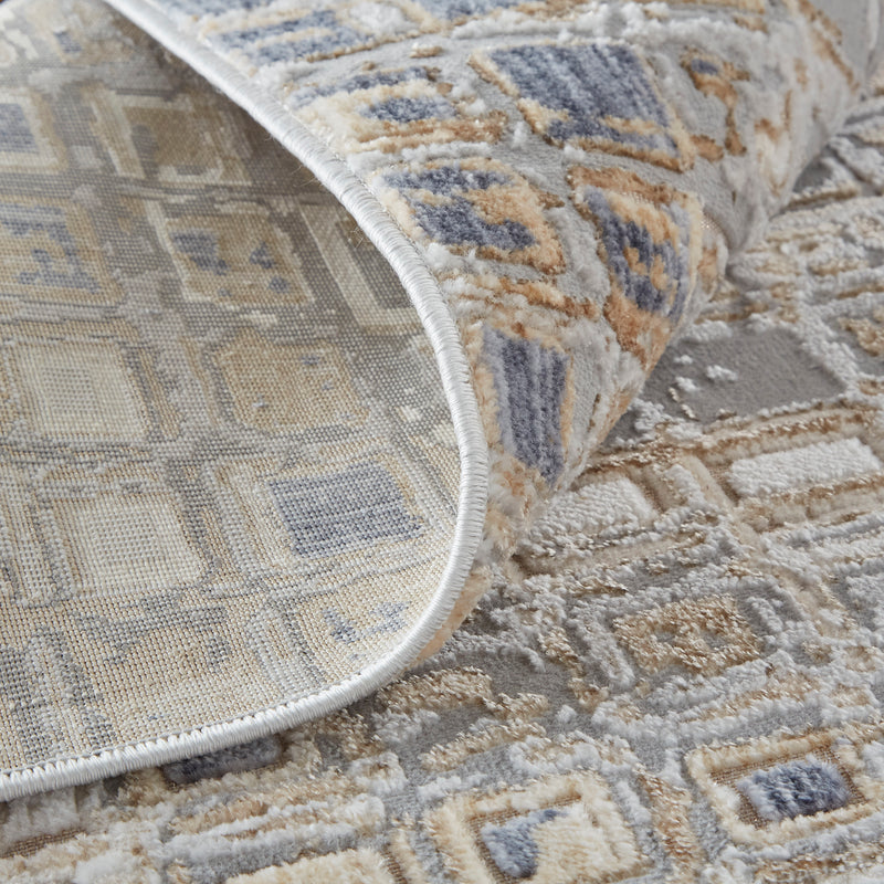Laina Transitional Geometric, Tan/Ivory/Blue