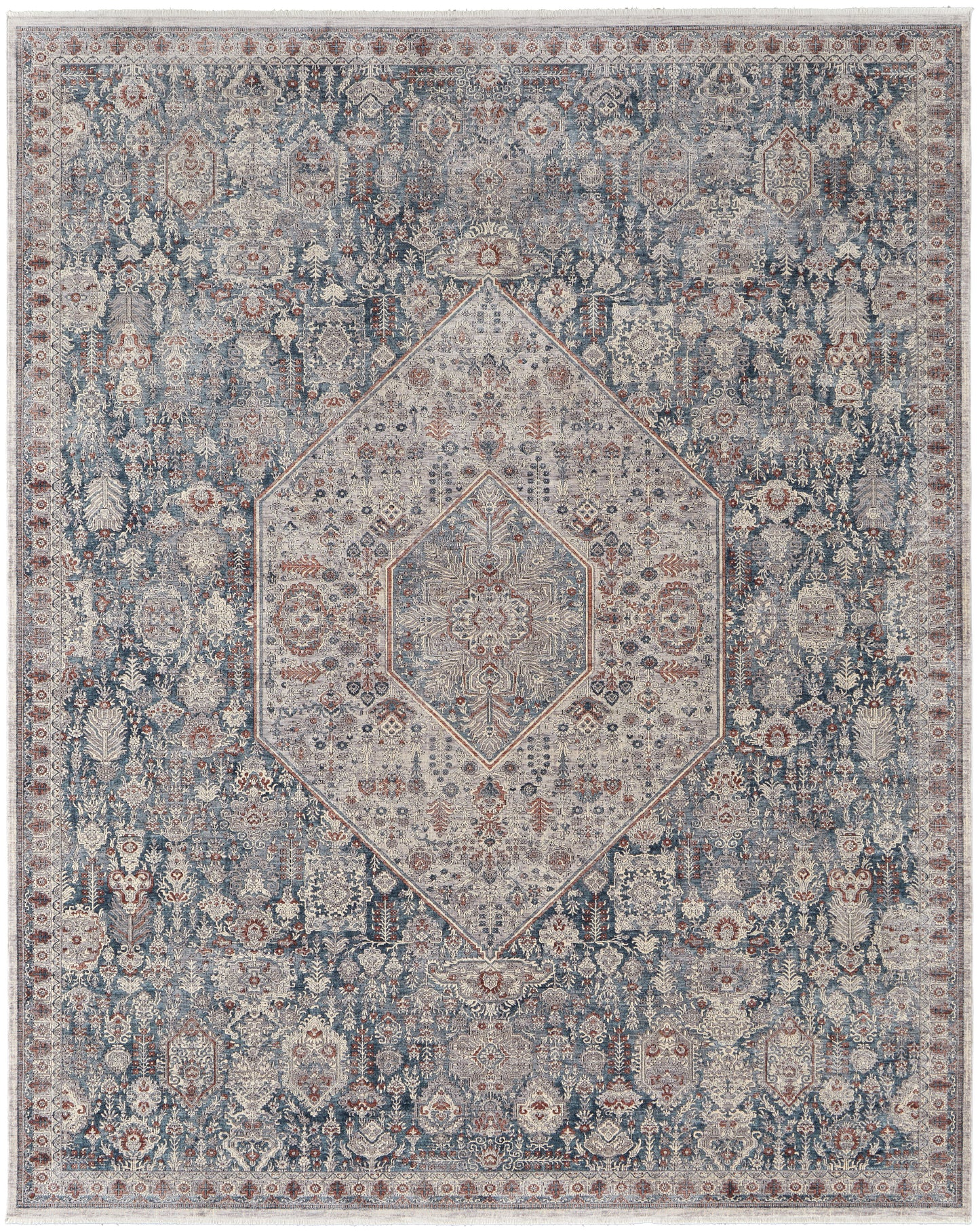 Marquette Transitional Medallion, Blue/Ivory