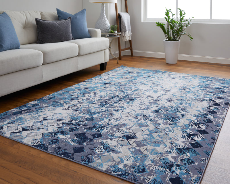 Indio Modern Diamond, Blue/Ivory/Gray
