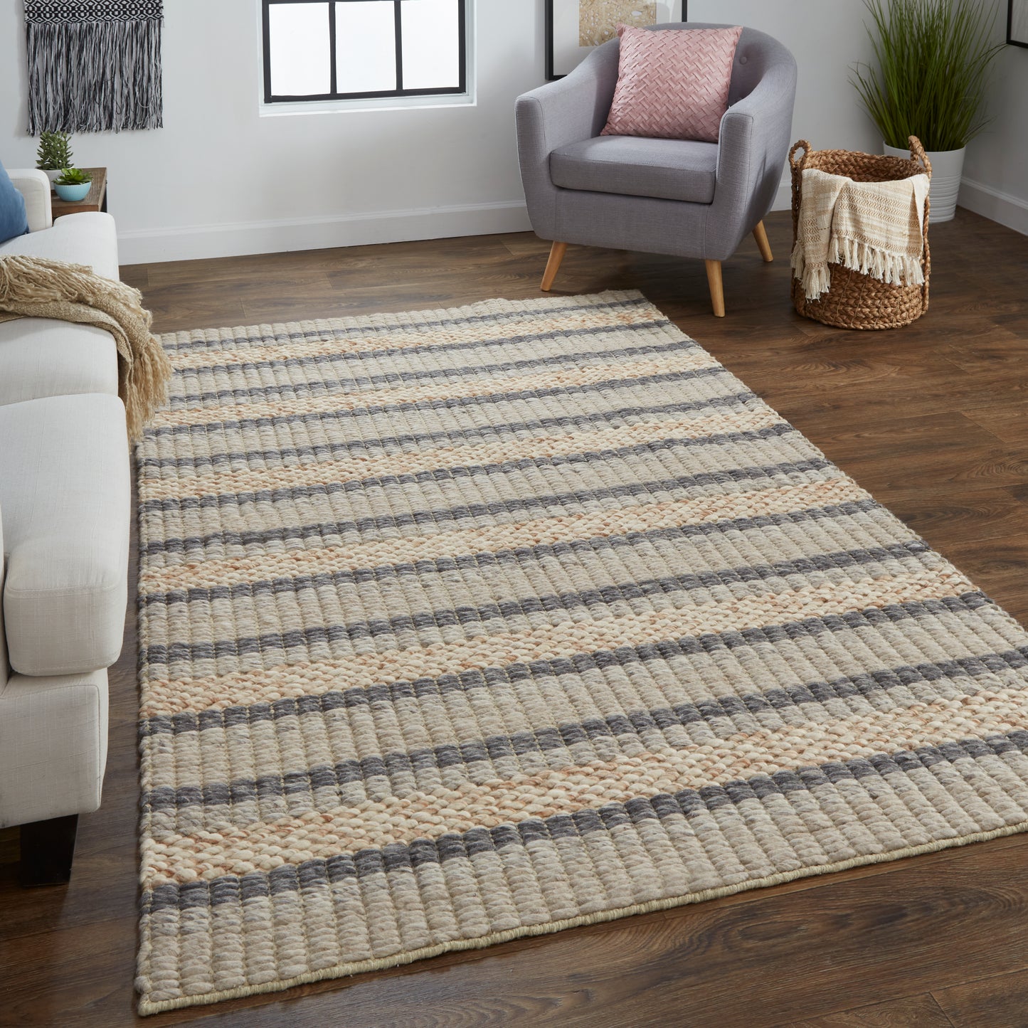 Berkeley Transitional Stripes, Ivory/Tan/Gray
