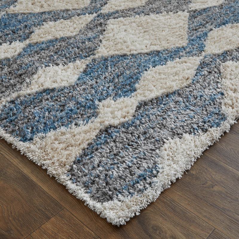Mynka Transitional Diamond, Ivory/Gray/Blue