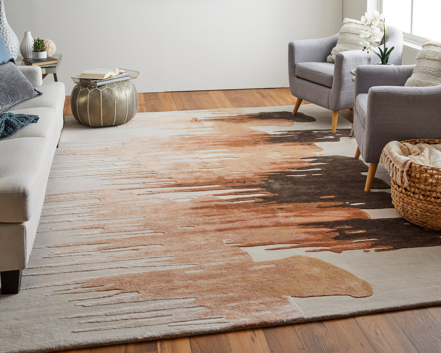 Anya Transitional Abstract, Red/Brown/Orange