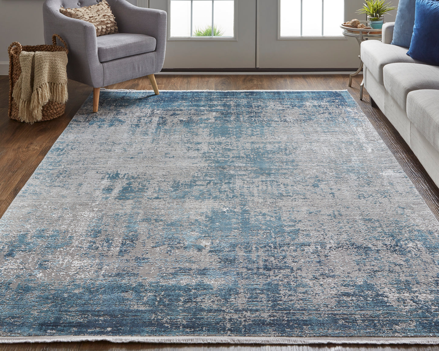 Cadiz Modern Abstract, Blue/Gray/Silver