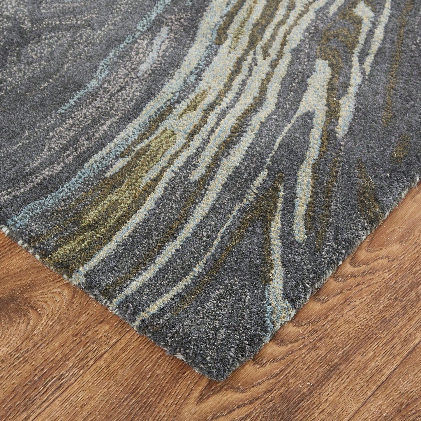 Amira Transitional Abstract, Blue/Ivory/Green