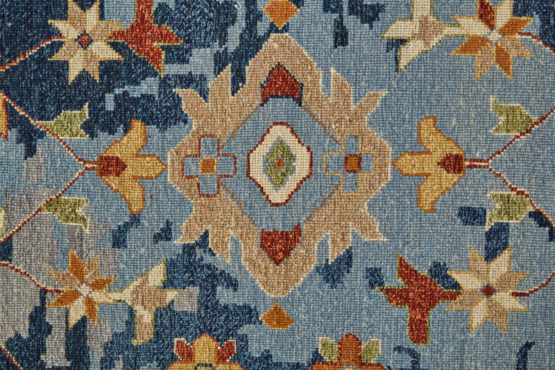 Leylan Transitional Floral & Botanical, Blue/Orange/Red