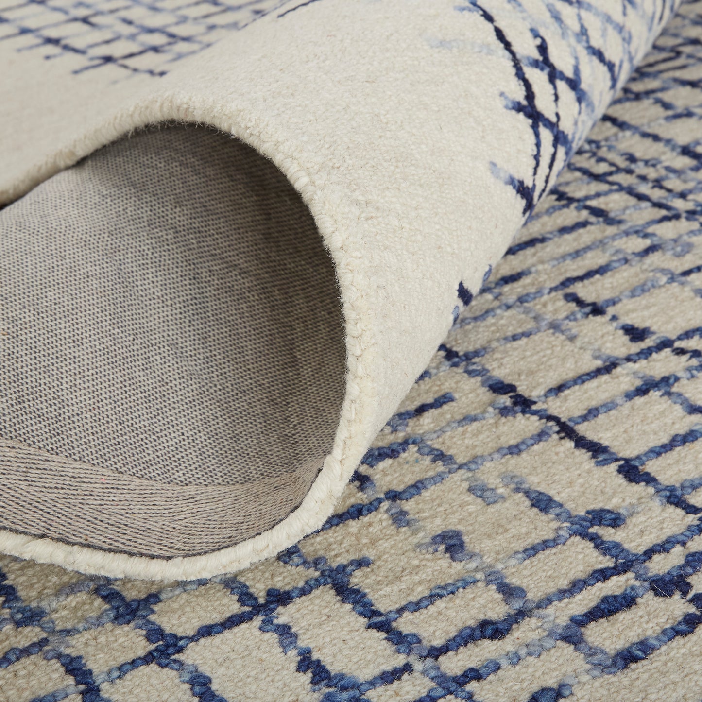 Maddox Transitional Abstract, Ivory/Blue