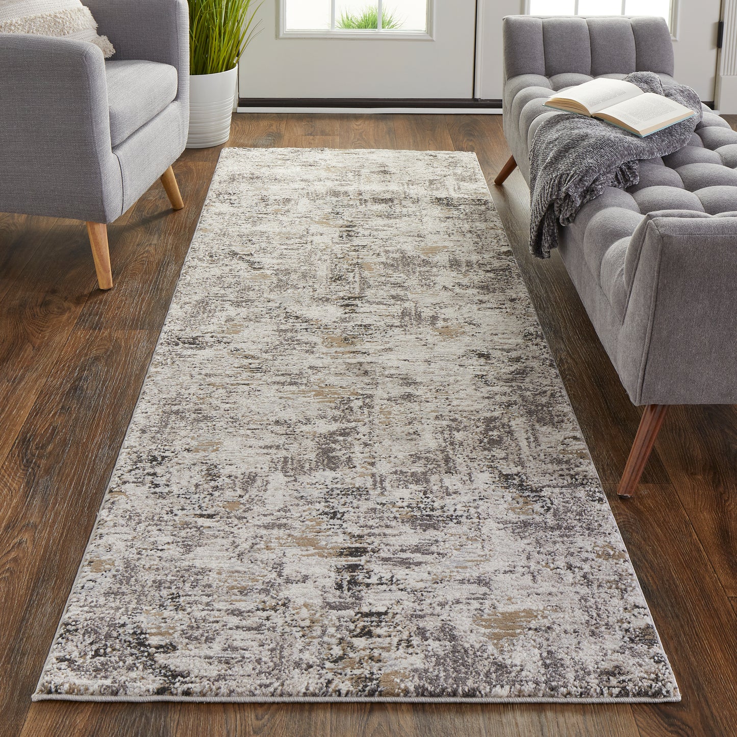 Vancouver Modern Abstract, Ivory/Gray/Brown