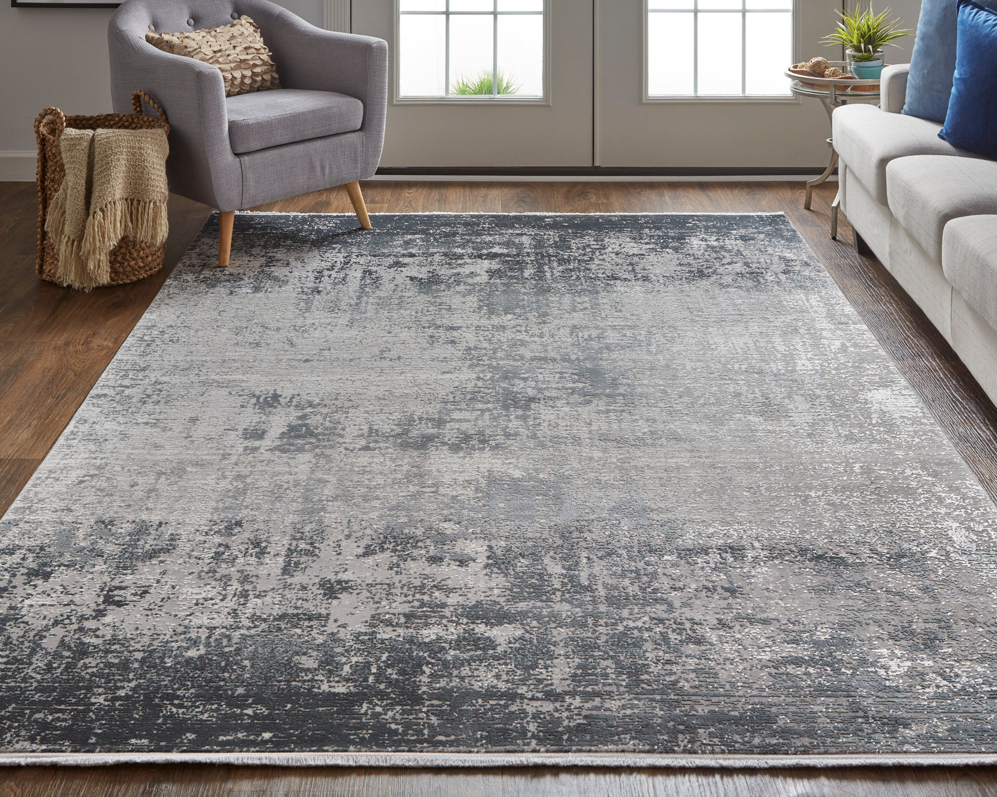 Cadiz Modern Abstract, Gray/Black/Silver
